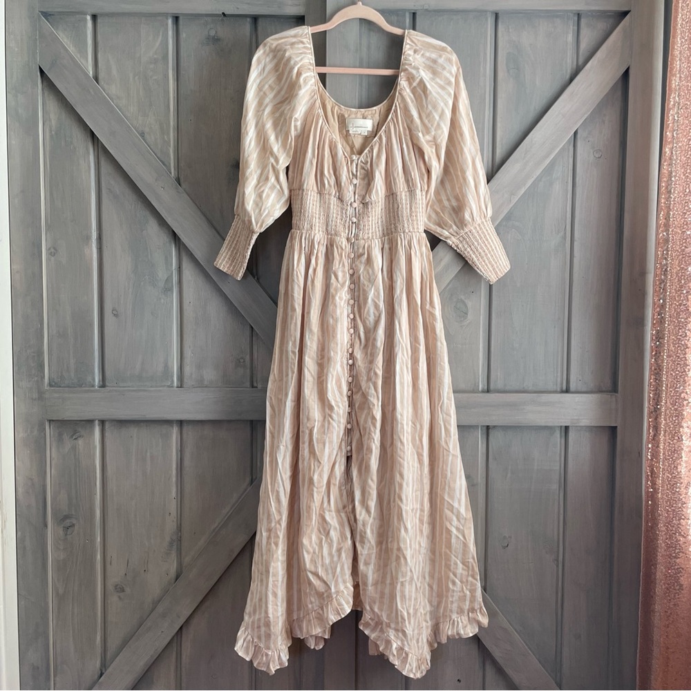 Elegant Cream Maxi Dress - Picture 2 of 14